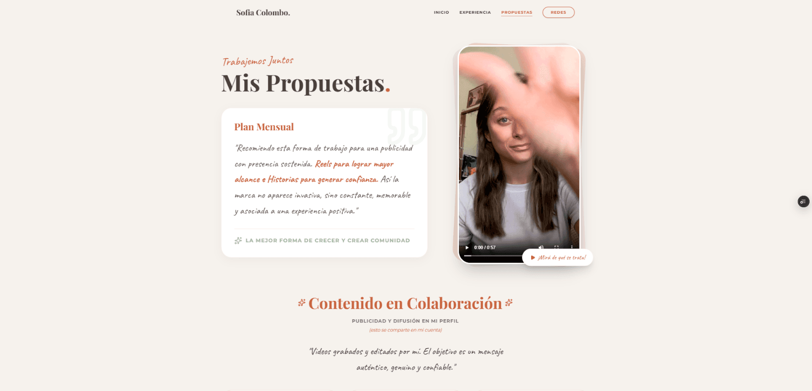 Propuestas de contenido de Sofia Colombo
