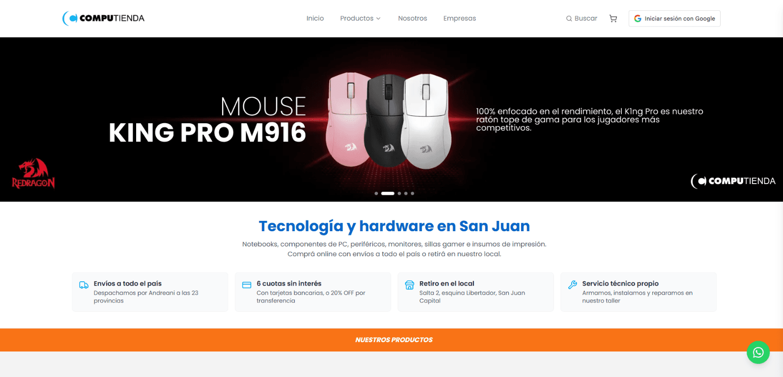Página de inicio pública de Computienda