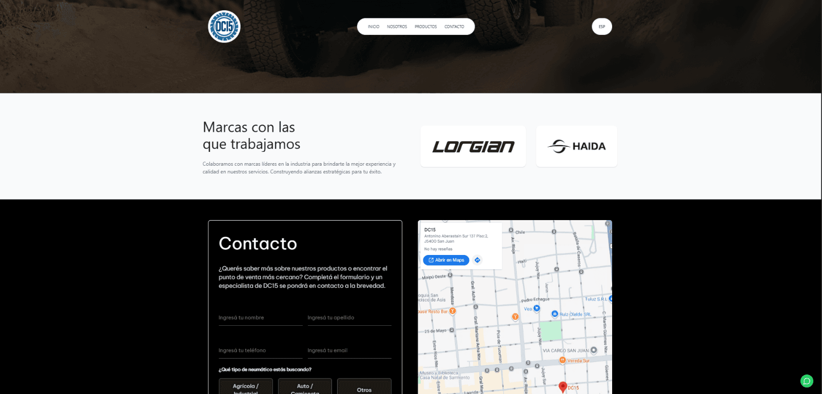 Sección de marcas y ubicación de DC15 SAS